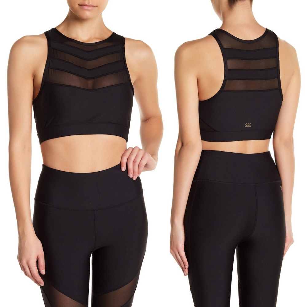 C&C California Chevron Padded Mesh Sports Bra XL